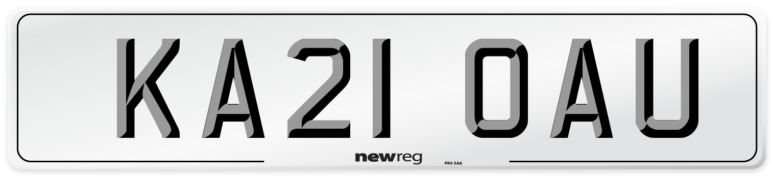 KA21 OAU Number Plate from New Reg